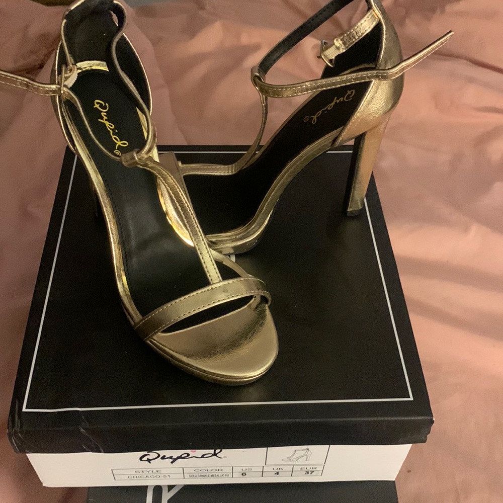 Gold shoes with box